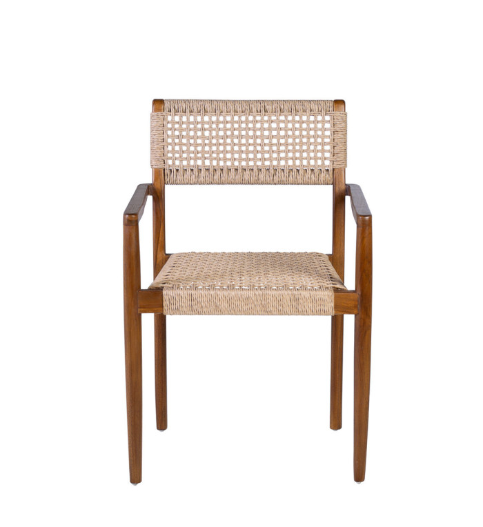 Teak and rope armchair 53 x 51 x 80