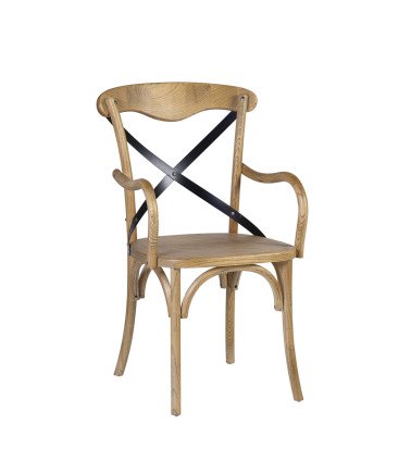 CHICAGO - Brown wood and iron armchair 54 x 58 x 92