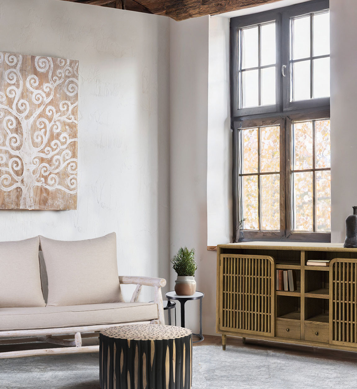 OSLO - Credenza in legno mindi 150 x 40 x 90