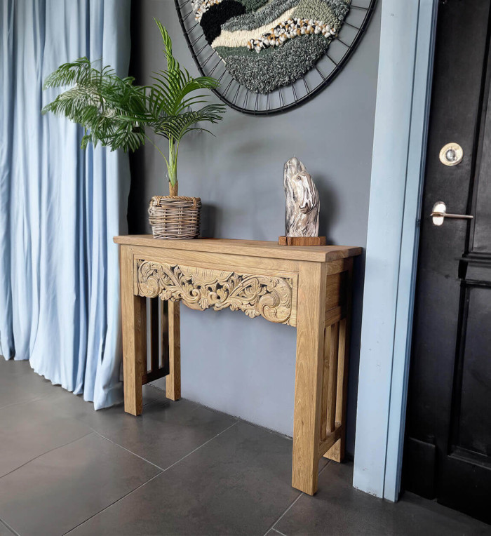 Carved teak console 100 x 30 x 80