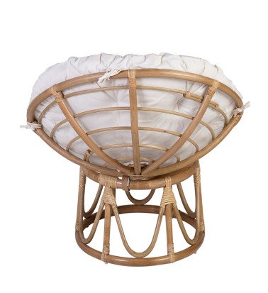 RATTAN - Papasan rattan armchair with cushion 85 x 85 x 65