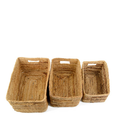 DAVOS - Ensemble de 3 paniers en banane 35 x 23 x 18 / 31 x 20 x 16 / 28 x 17 x 14