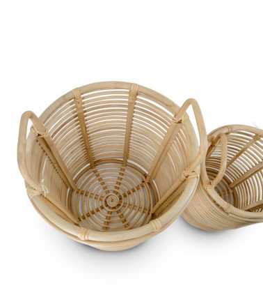 Set of 2 rattan baskets 40 x 40 x 54 / 30 x 30 x 42