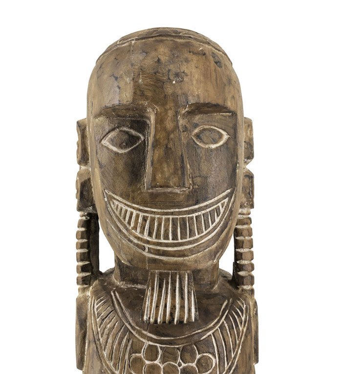 Primitive totem figure made of mango wood 25 x 25 x 100