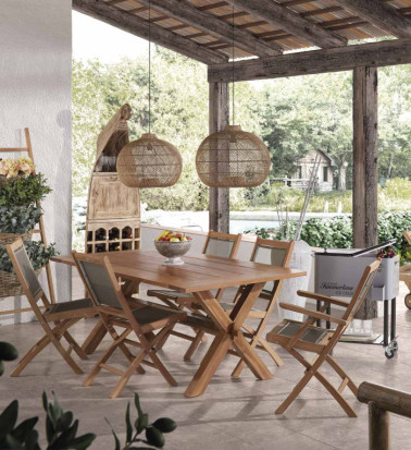 GIARDINO - Set di 2 sedie pieghevoli da giardino in teak 45 x 60 x 90