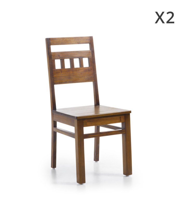 FLAMINGO - Set di 2 sedie in legno mogano 45 x 46 x 98