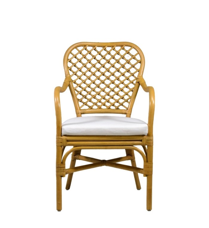 BISTRO - Set aus 2 Sesseln aus Rattan mit Kissen 56 x 64 x 95