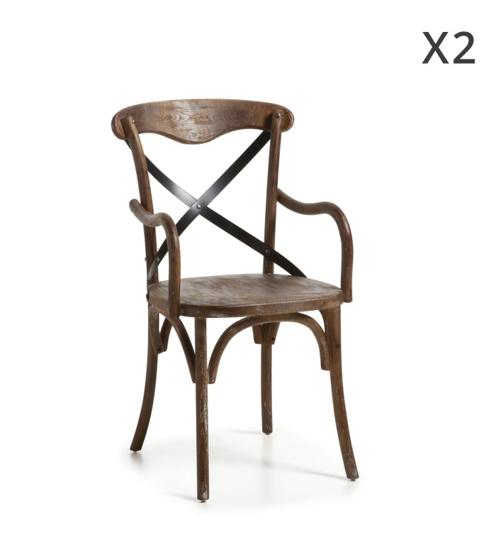 CHICAGO - Set di 2 poltrone in rovere e ferro 50 x 43 x 90