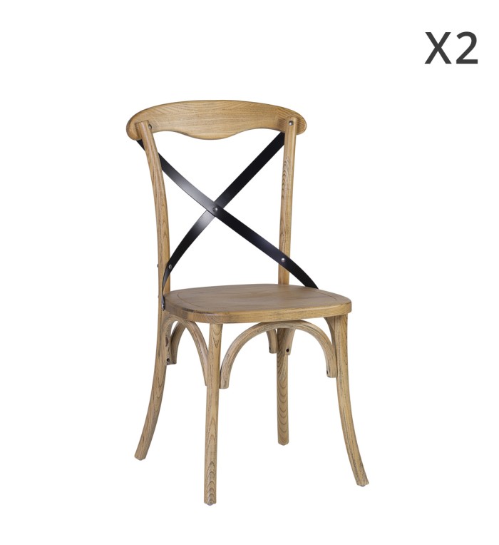 CHICAGO - Set di 2 sedie in rovere e ferro 50 x 50 x 92