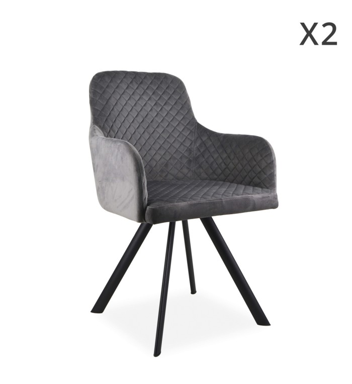 MELISSA - Set di 2 poltrone in poliestere grigio 58 x 55 x 83
