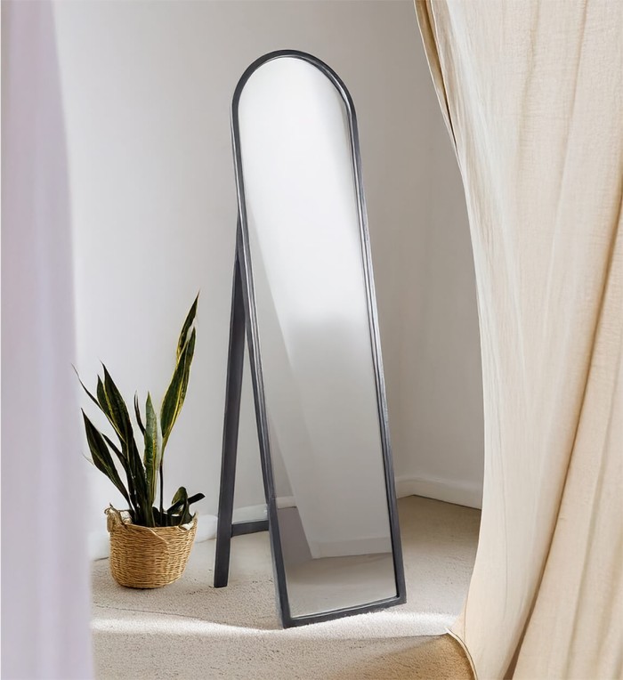 DAKOTA - Black colour wood mirror 40 x 5 x 160