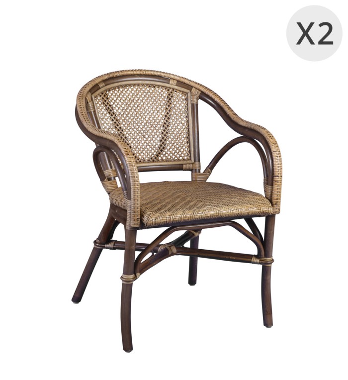 BISTRO - Set di 2 poltrone in rattan 56 x 62 x 80