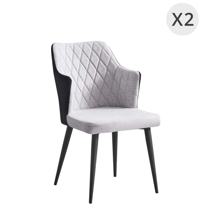 BERLIN - Set di 2 poltrone in acciaio e tessuto in poliestere beige/nero 63 x 49 x 84
