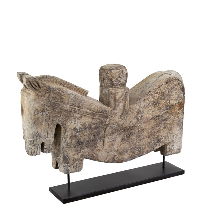 BORA - Figura cavallo in legno di mango 50 x 10 x 37