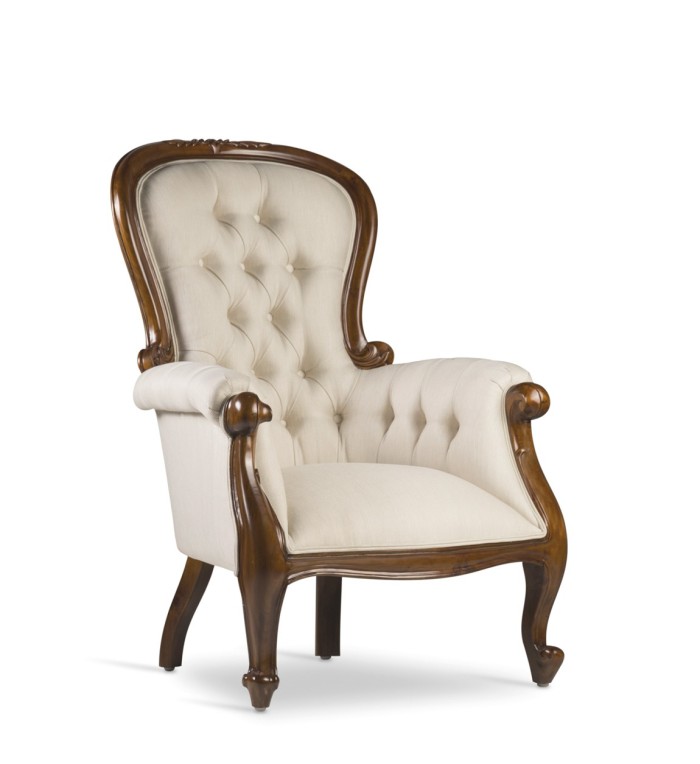 VINTAGE - Mahogany armchair with beige fabric 76 x 75 x 107