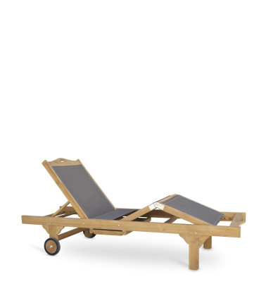 GARDEN - Teak articulated garden lounger 65 x 200 x 35-90