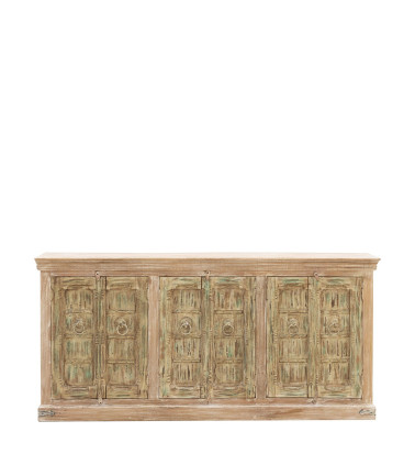 ALHAMBRA - Buffet en manguier avec 6 portes 210 x 45 x 100