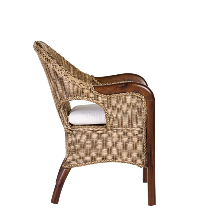 Mahogany and rattan armchair 60 x 60 x 83