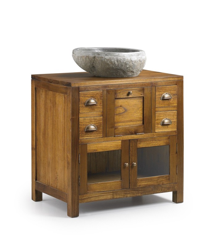 Lavabo rond en pierre naturelle de rivière 45 x 45 x 15