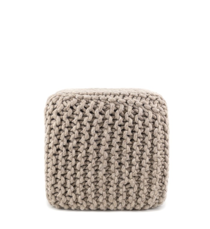 SINTRA - Wool pouf 40 x 40 x 40