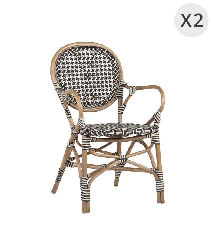 BISTRO - Set di 2 poltrone in rattan 56 x 56 x 92