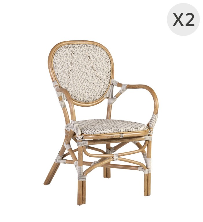 BISTRO - Set di 2 poltrone in rattan 60 x 62 x 94