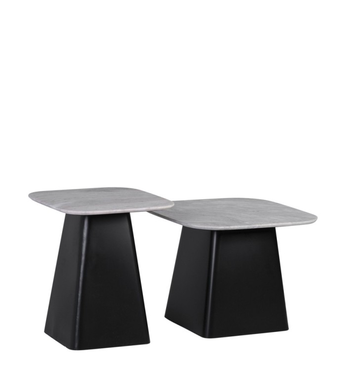 Set de 2 tables d'appoint en fer 40 x 40 x 47 / 50 x 50 x 40