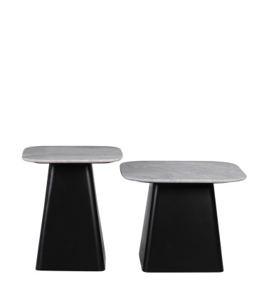 Set de 2 tables d'appoint en fer 40 x 40 x 47 / 50 x 50 x 40