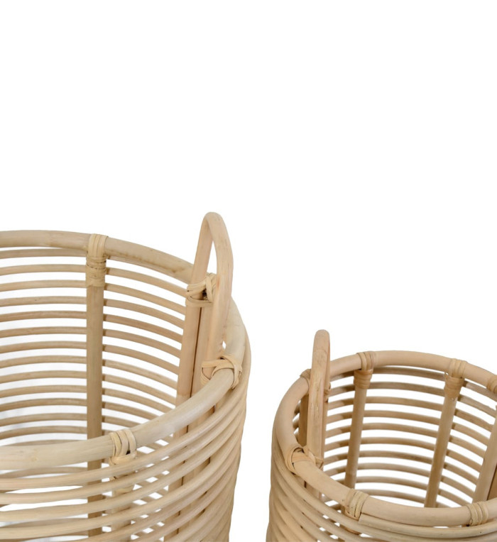 Set of 2 rattan baskets 40 x 40 x 54 / 30 x 30 x 42