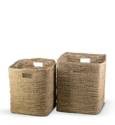 NAVALA - Set of 2 baskets in seaweed 38 x 38 x 48 / 37 x 37 x 44