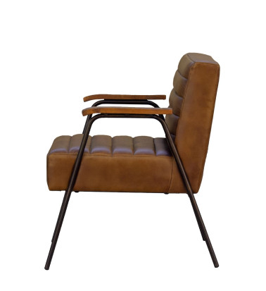 BOSTON - Fauteuil en fer et cuir 62 x 65 x 77