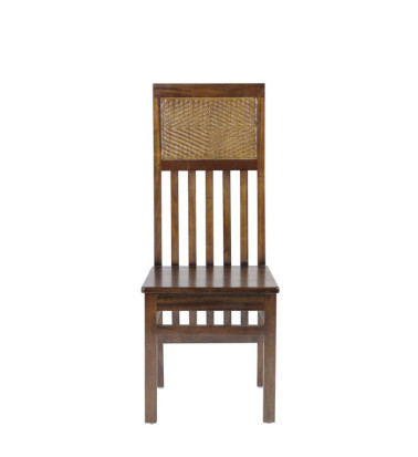 FLAMINGO - Set of 2 mahogany wood and brown rattan chairs 45 x 50 x 110