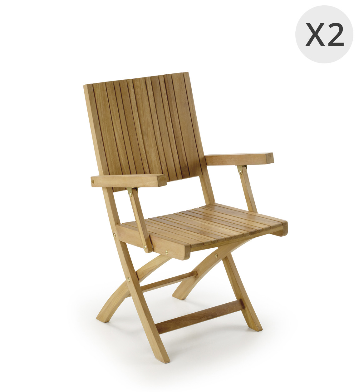 GARDEN - Set of 2 foldable garden armchairs in teak 55 x 50 x 90