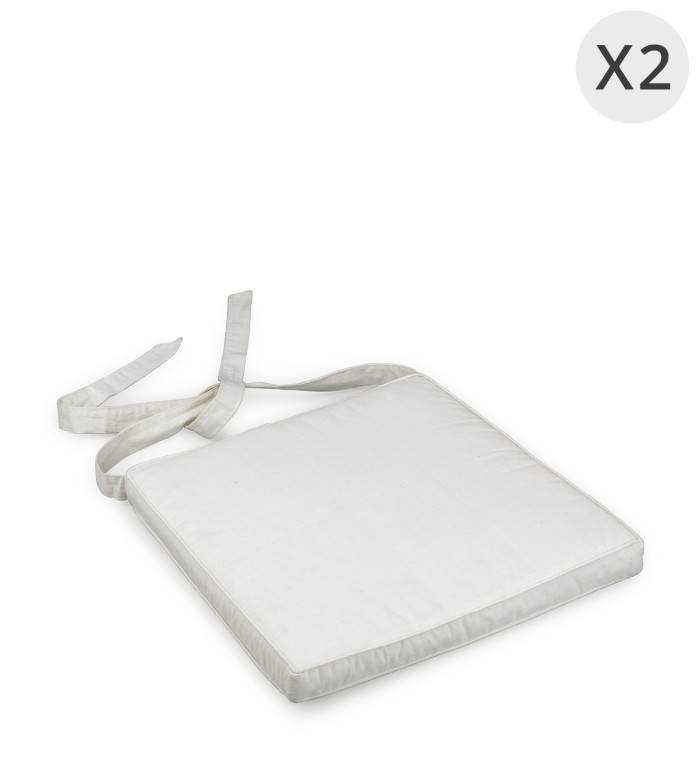 Ensemble de 2 coussins en tissu de couleur blanche 45 x 42 x 6