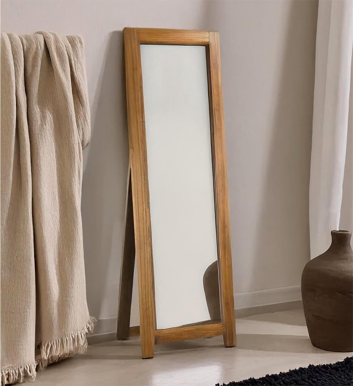 STAR - Brown wood stand mirror 50 x 6 x 160