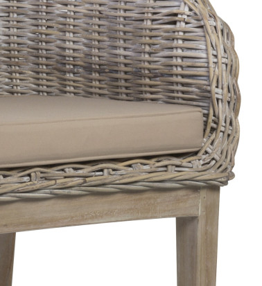 RATTAN - Mindi and rattan armchair 68 x 66 x 88