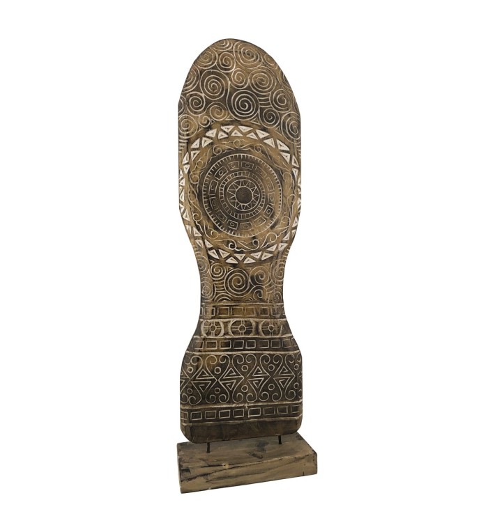 FIGURA SOLE INTAGLIATO IN LEGNO MARRONE 36 x 18 x 120