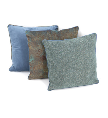 OSCAR - Coussin en polyester couleur bleu avec texture 45 x 45