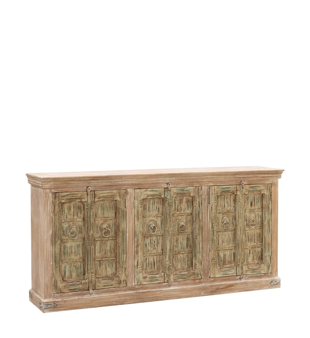 ALHAMBRA - Buffet en manguier avec 6 portes 210 x 45 x 100