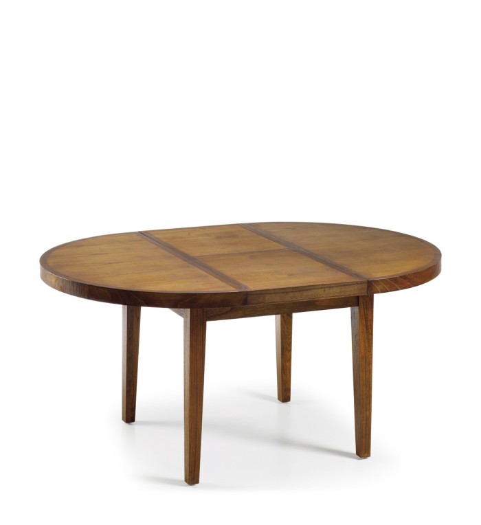 STAR - Brown wood dining table 120-170 x 120 x 78