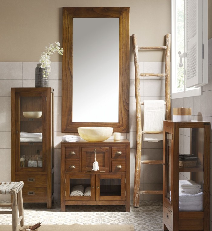 STAR - Meuble de salle de bain en mindi 75 x 50 x 75