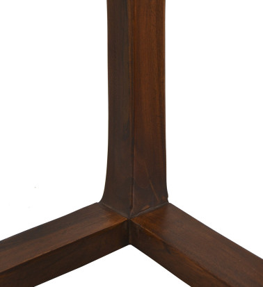 Tavolino d'angolo in teak e intreccio di pelle 45 x 45 x 45