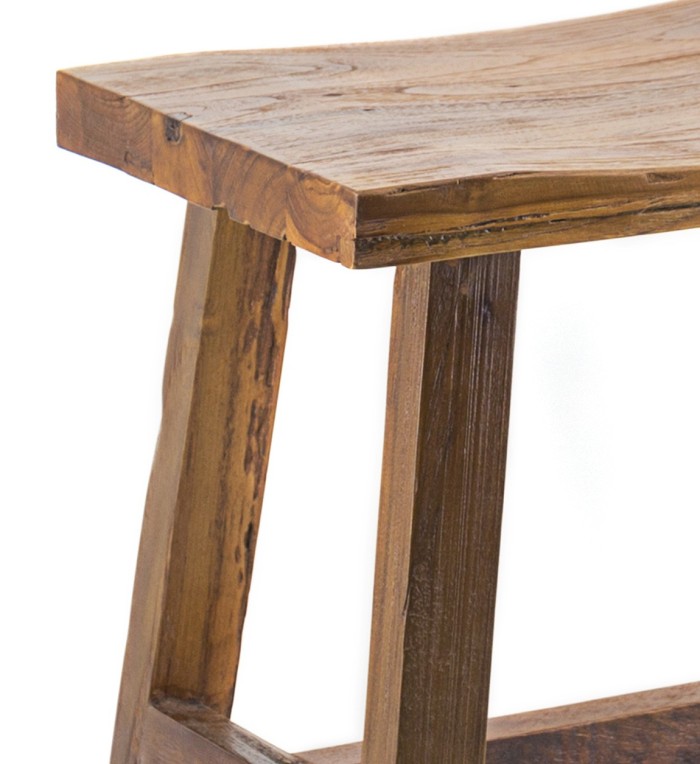 Rectangular recycled teak stool 52 x 32 x 48