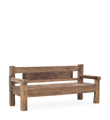 Recycled teak train track-style bench 208 x 80 x 95