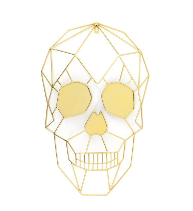 Decoración de metal dorado con diseño de skull 38 x 6 x 60