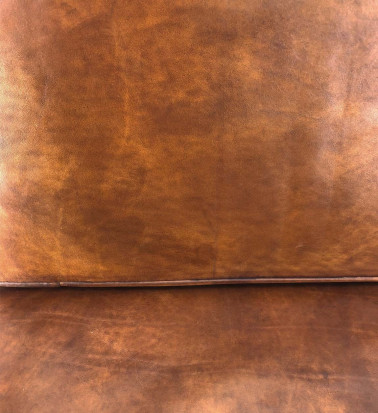 Teak and leather armchair 65 x 75 x 75