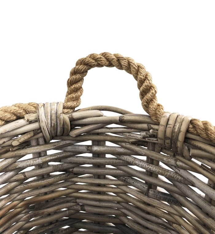 Set of 3 rattan and rope baskets 40 x 40 x 40 / 32 x 32 x 34 / 22 x 22 x 25