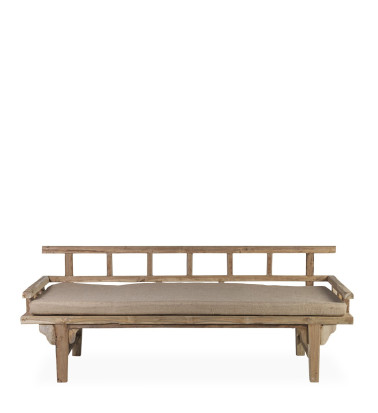 Banc en teck recyclé avec coussin 200 x 80 x 75