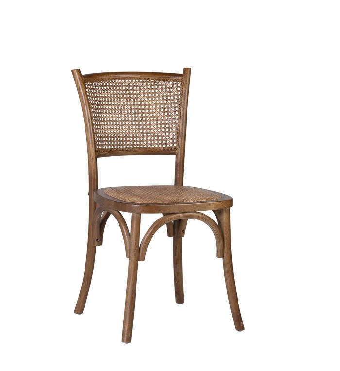 MANILA - Oak and rattan chair 45 x 42 x 89