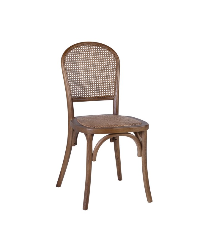 MANILA - Oak and rattan chair 45 x 54 x 89